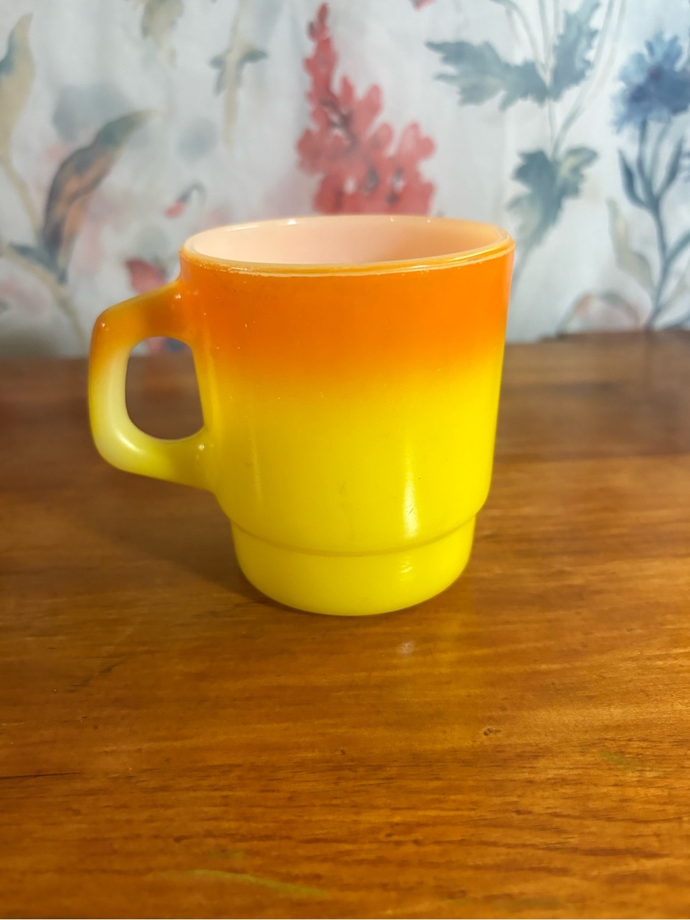 Fire King Orange and Yellow Gradient Glass Mug